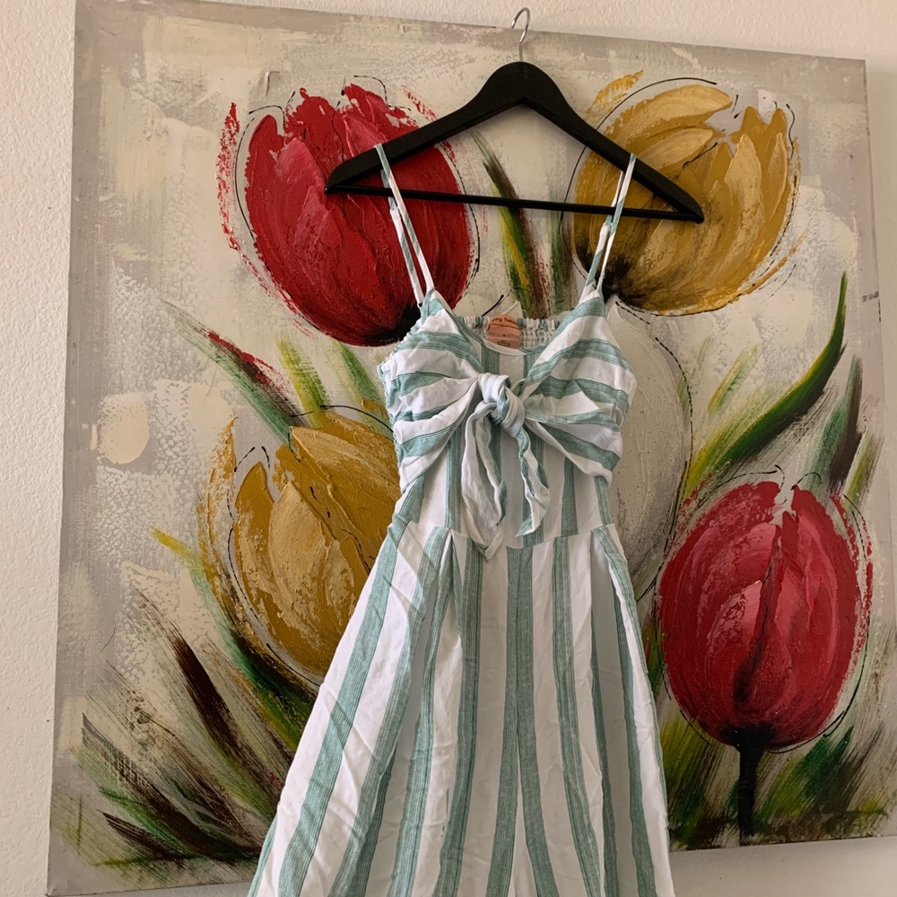 Flying tomatoes striped jumpsuit